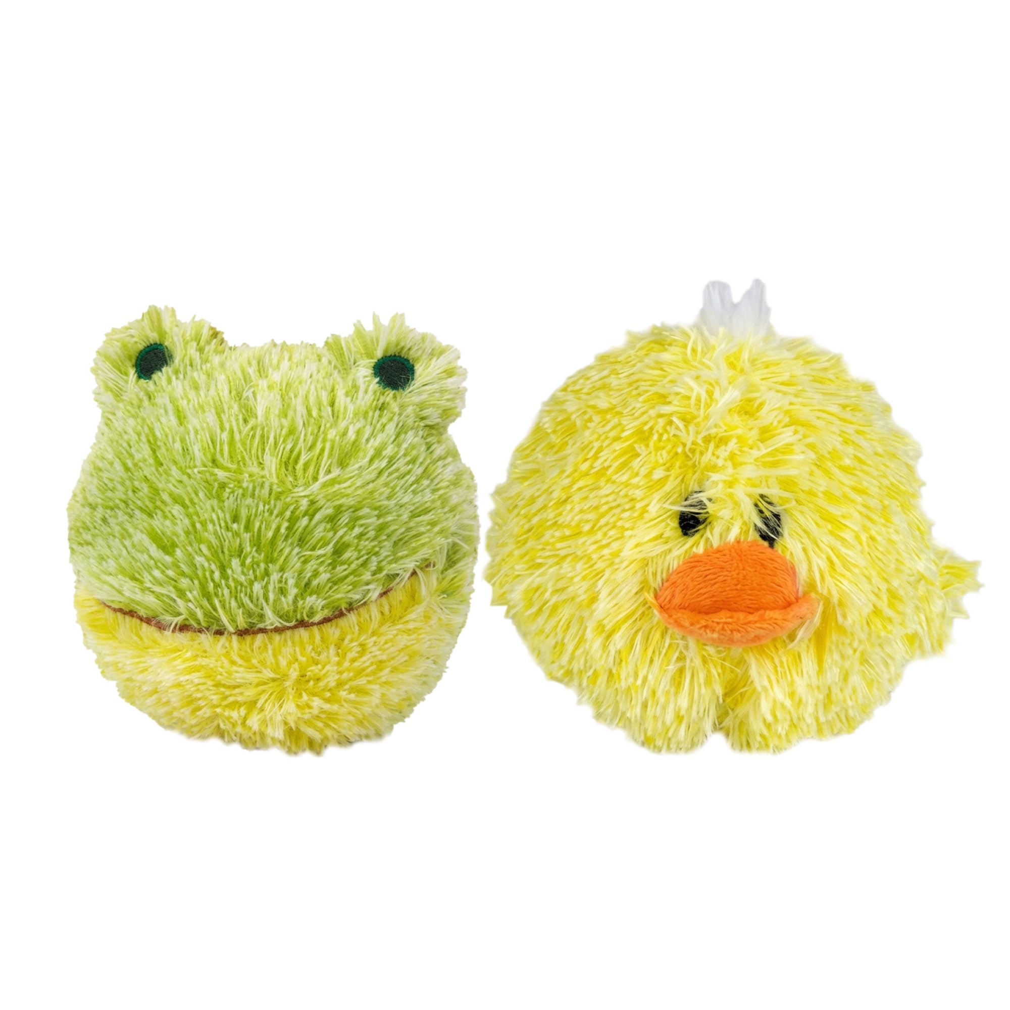 Pet Lou Chick and Frog EZ Squeaky Ball four-inch plush toy for indoor fetch