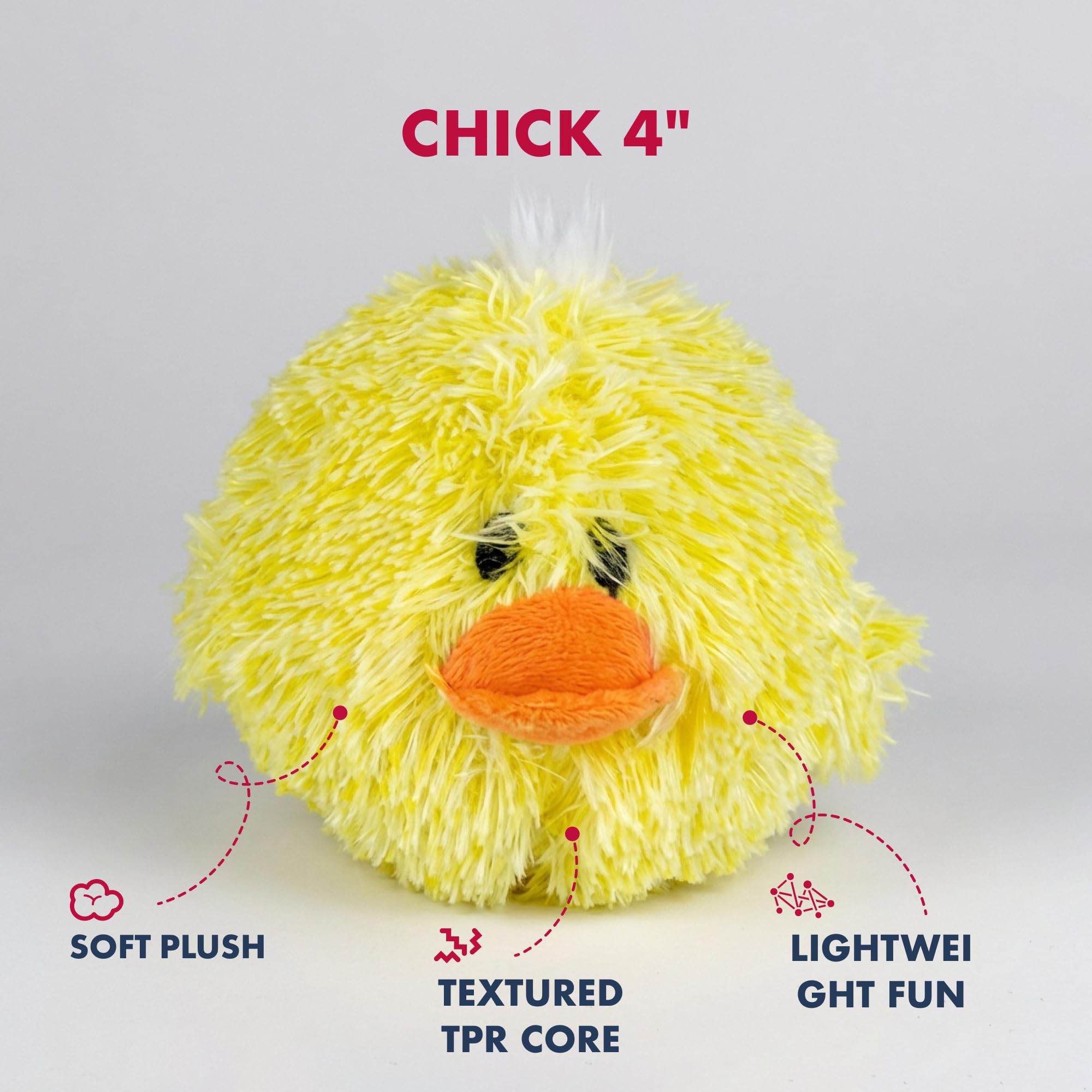 Pet Lou Chick EZ Squeaky Ball plush design for versatile play