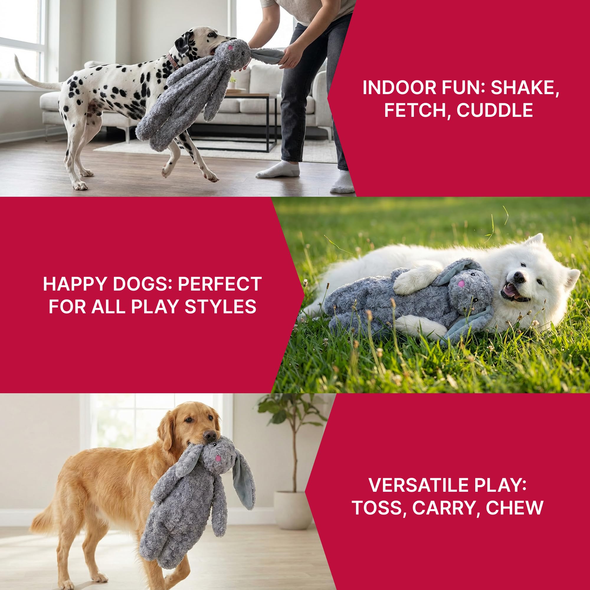 Pet Lou embroidered-face design adds safer play