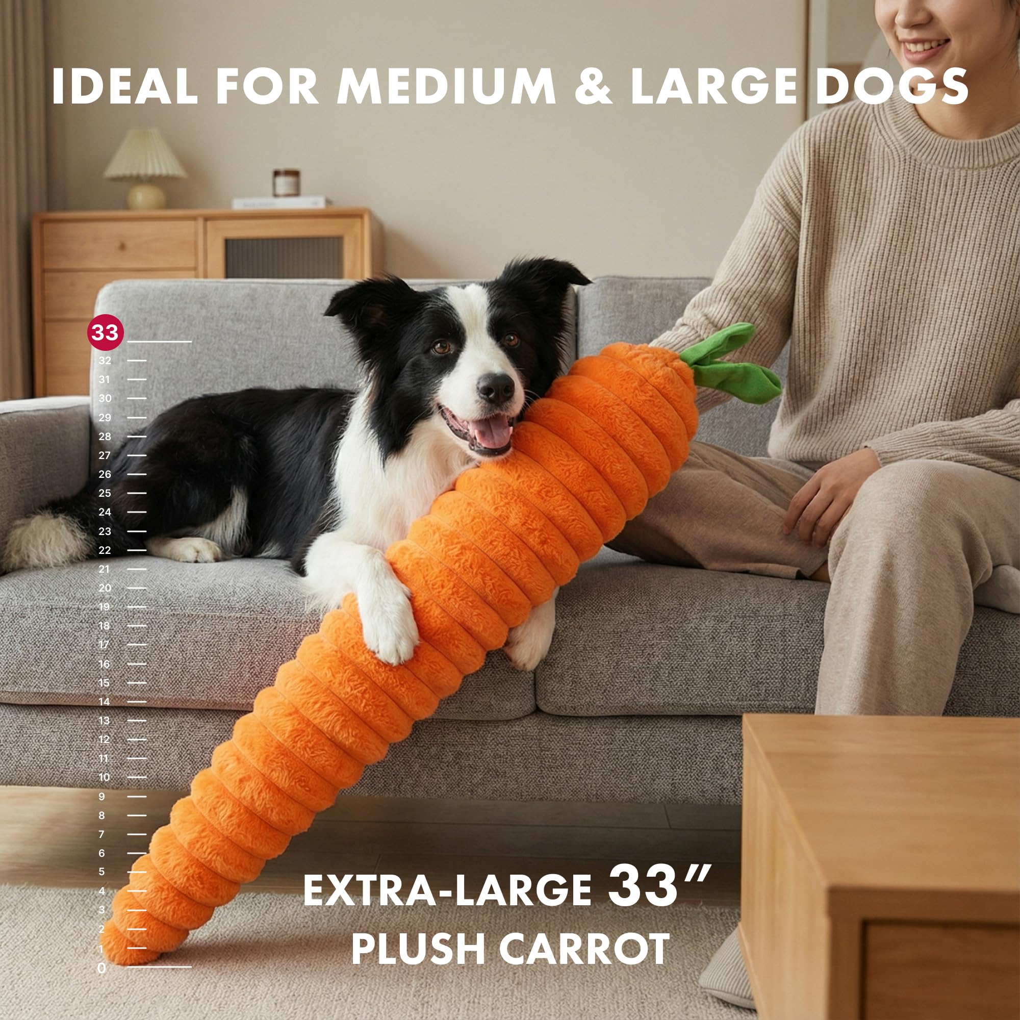 Pet Lou Luxe Carrot toy bright orange for easy visibility.