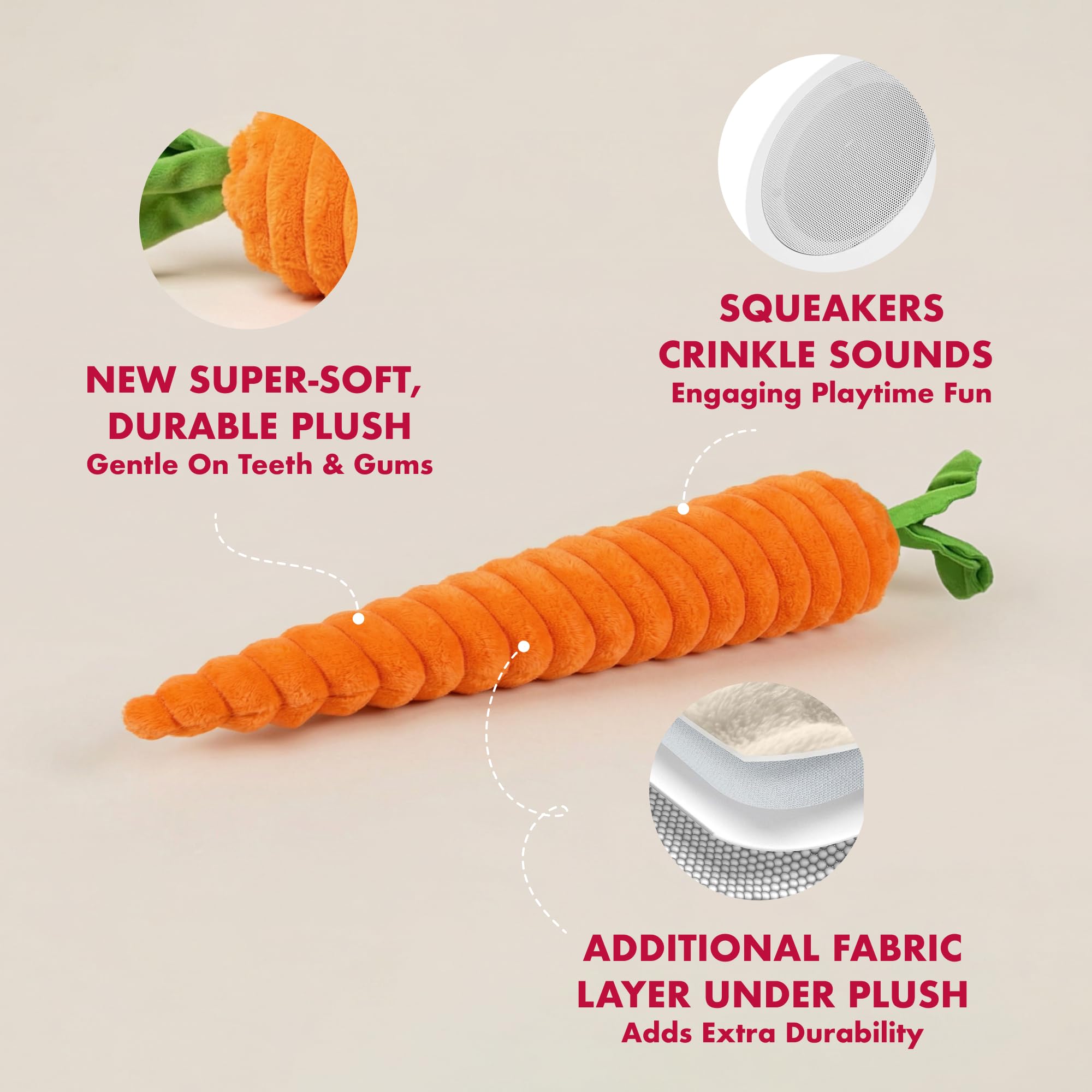 Pet Lou Luxe Carrot toy at 33 inches for interactive fetch and tug.