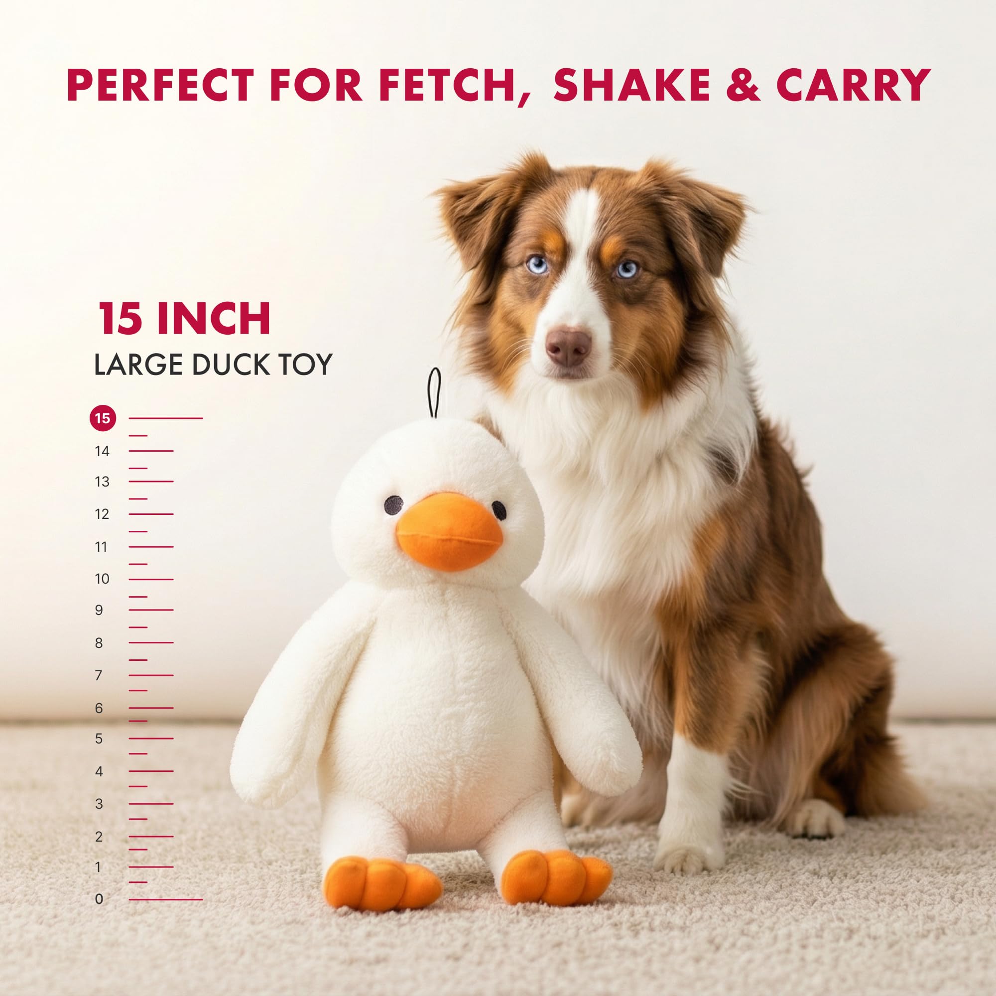 Pet Lou realistic duck plush for tug, carry, and calming companionship.