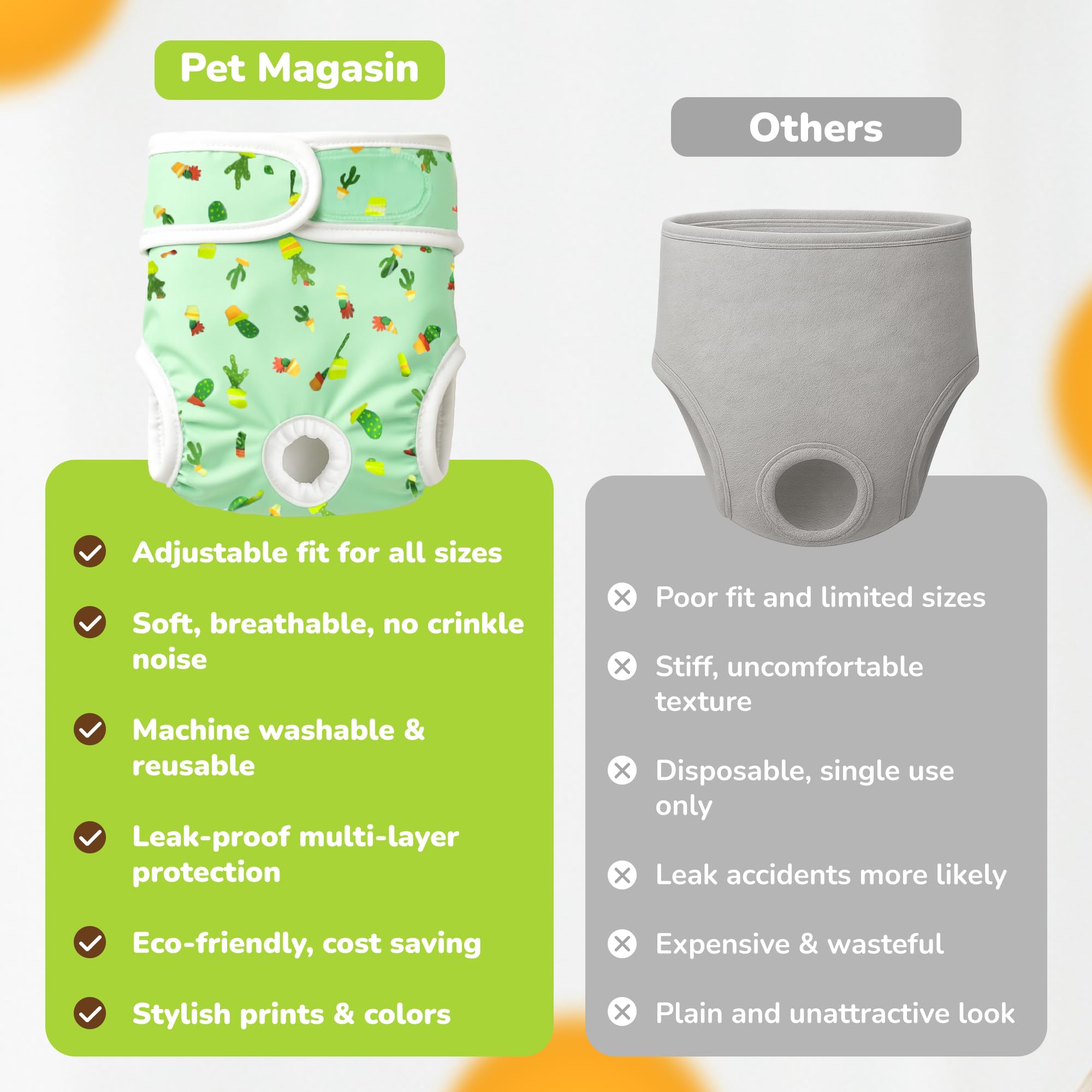 Pet Magasin 3-pack heat-protection dog diapers, practical and easy to switch
