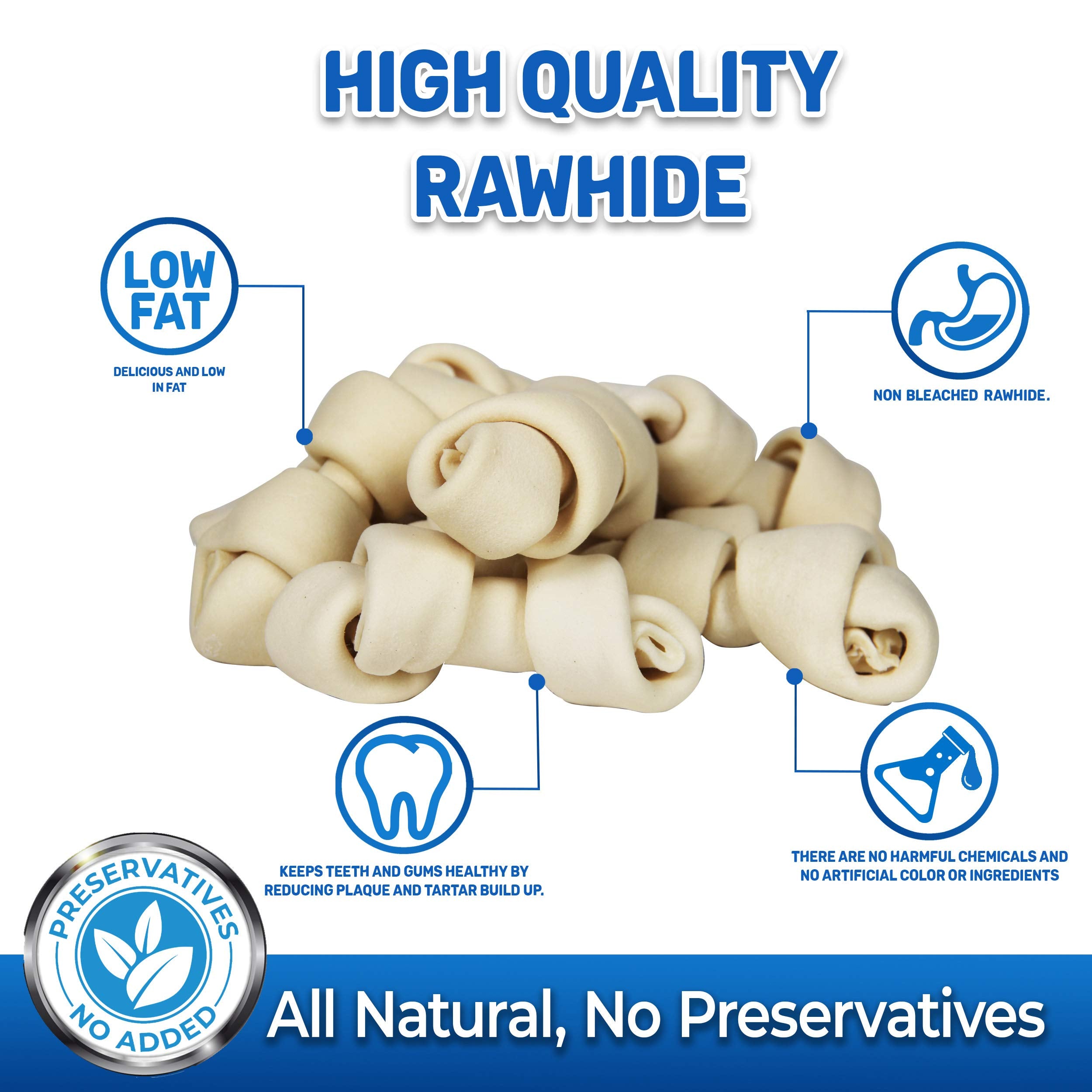 PET MAGASIN rawhide bone chews close-up showing texture and long durability