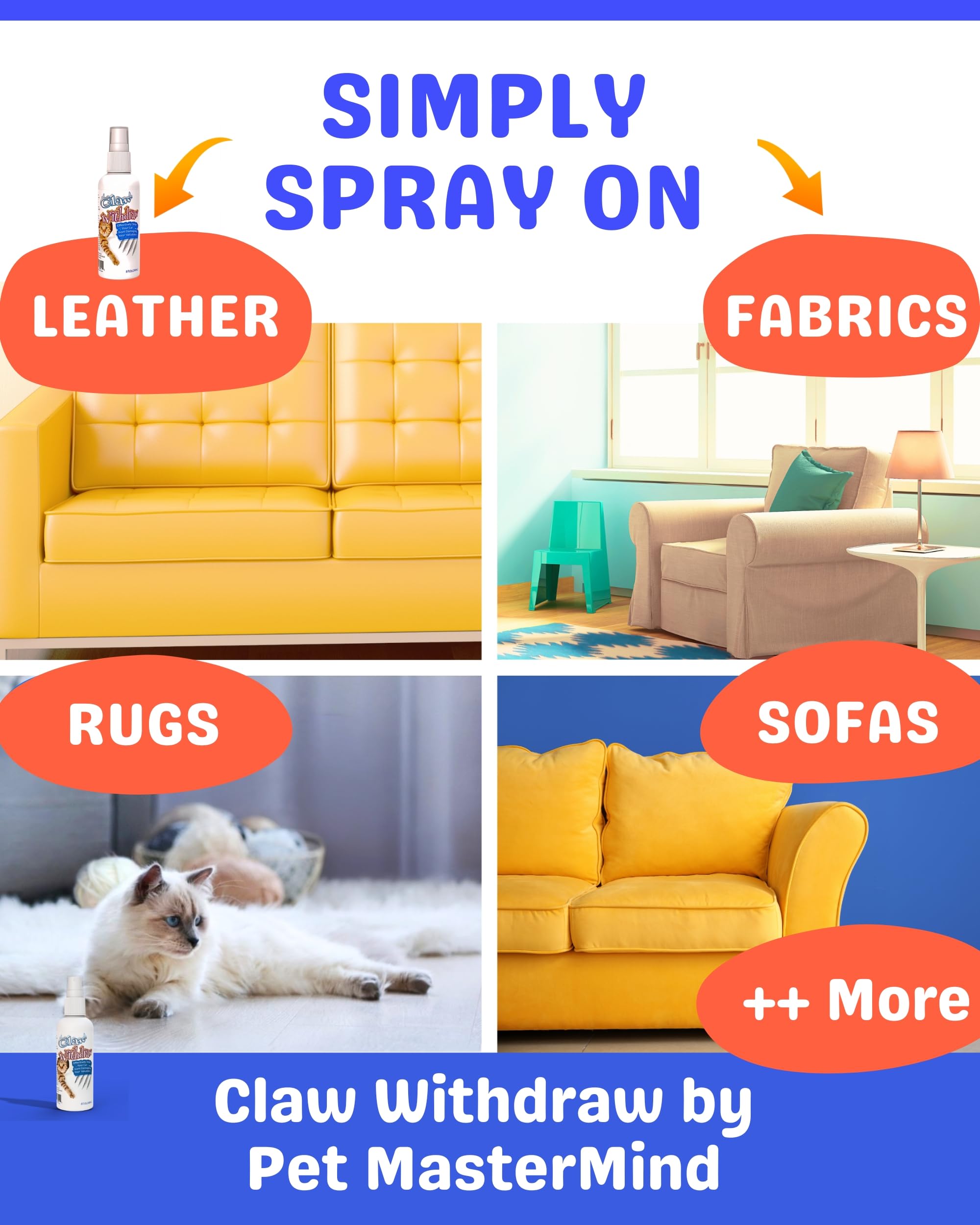 Pet MasterMind Claw Withdraw application on furniture to train cats gently.