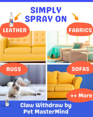 Pet MasterMind Claw Withdraw application on furniture to train cats gently.