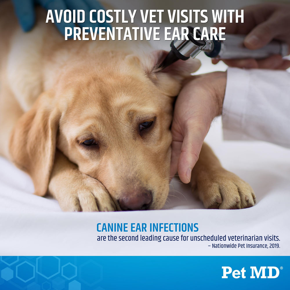 Pet MD Advanced Ear Finger Wipes fingertip application on a cat’s ear.