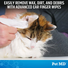 Pet MD Advanced Ear Finger Wipes closeup texture for gentle cleaning.