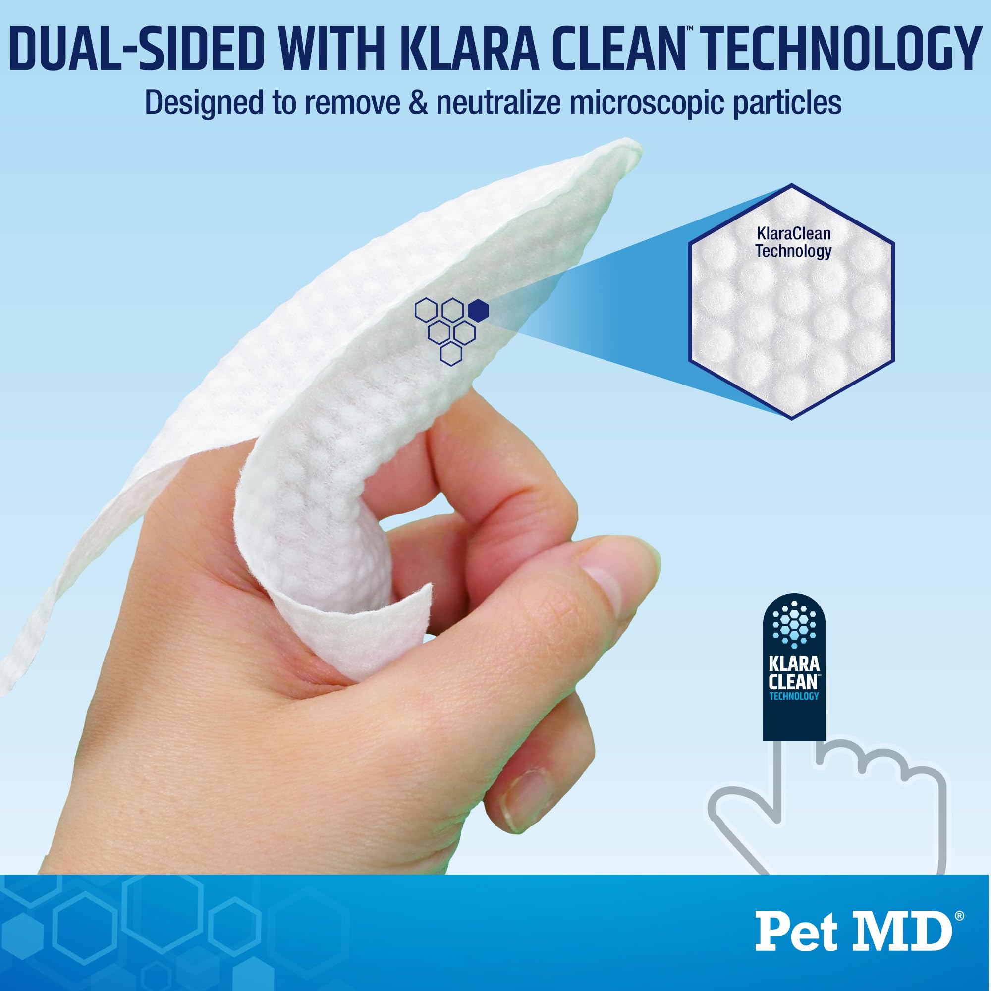 Pet MD Advanced Ear Finger Wipes convenient jar for daily care and storage.