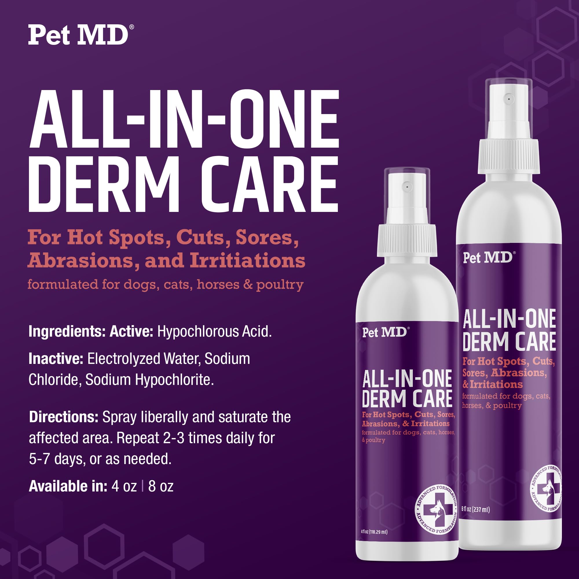 Pet MD All-in-One Derm Care hot spot remedy visual.