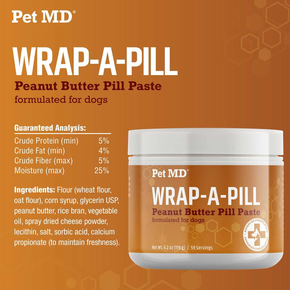 Pet MD calorie-conscious pill paste for managing meds and treats.