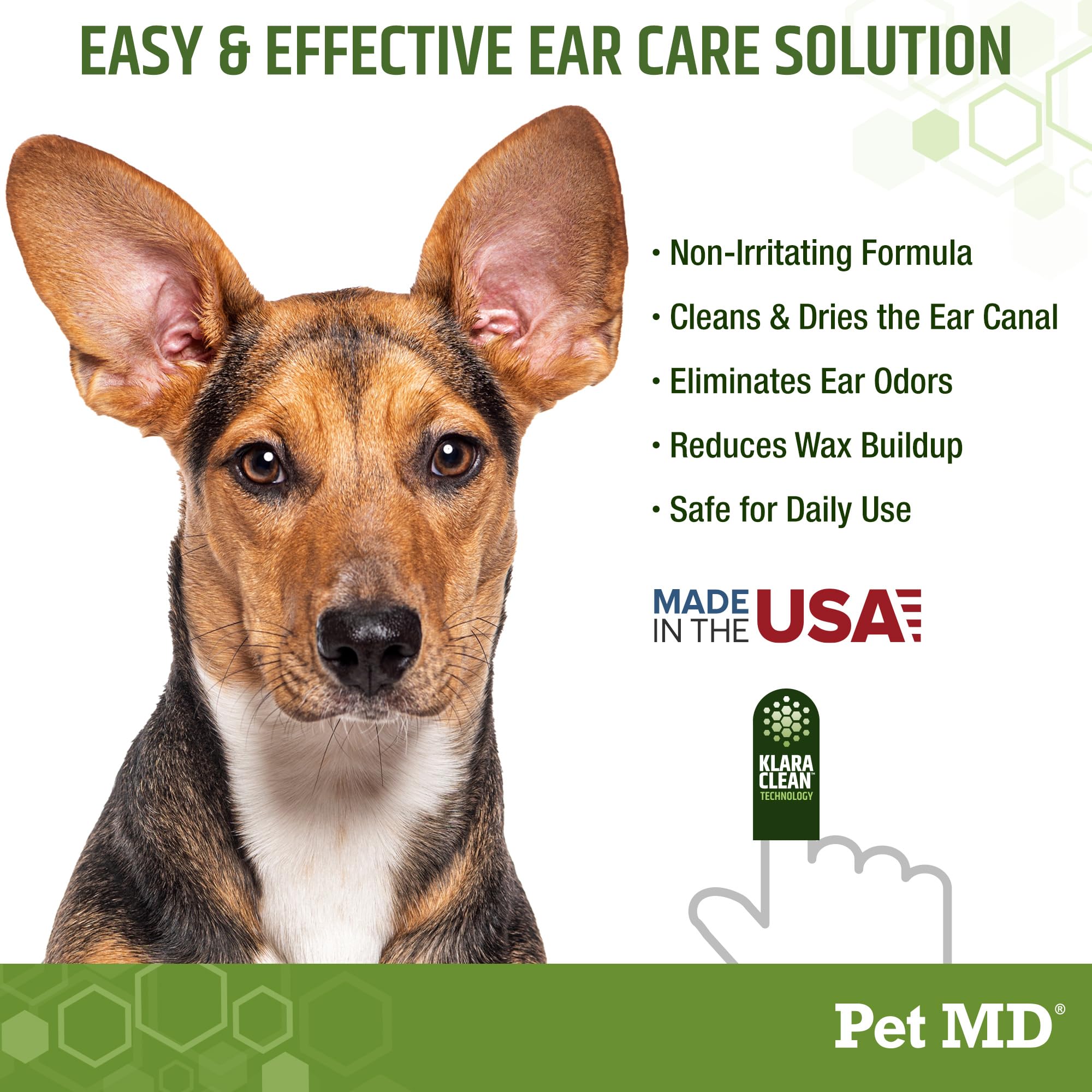 Pet MD dog ear wipes help remove dirt and odor gently.