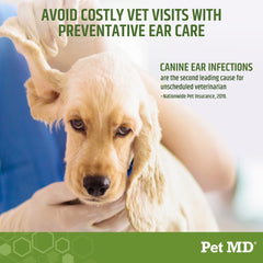 Pet MD dog ear wipes texture close-up showing soft material.