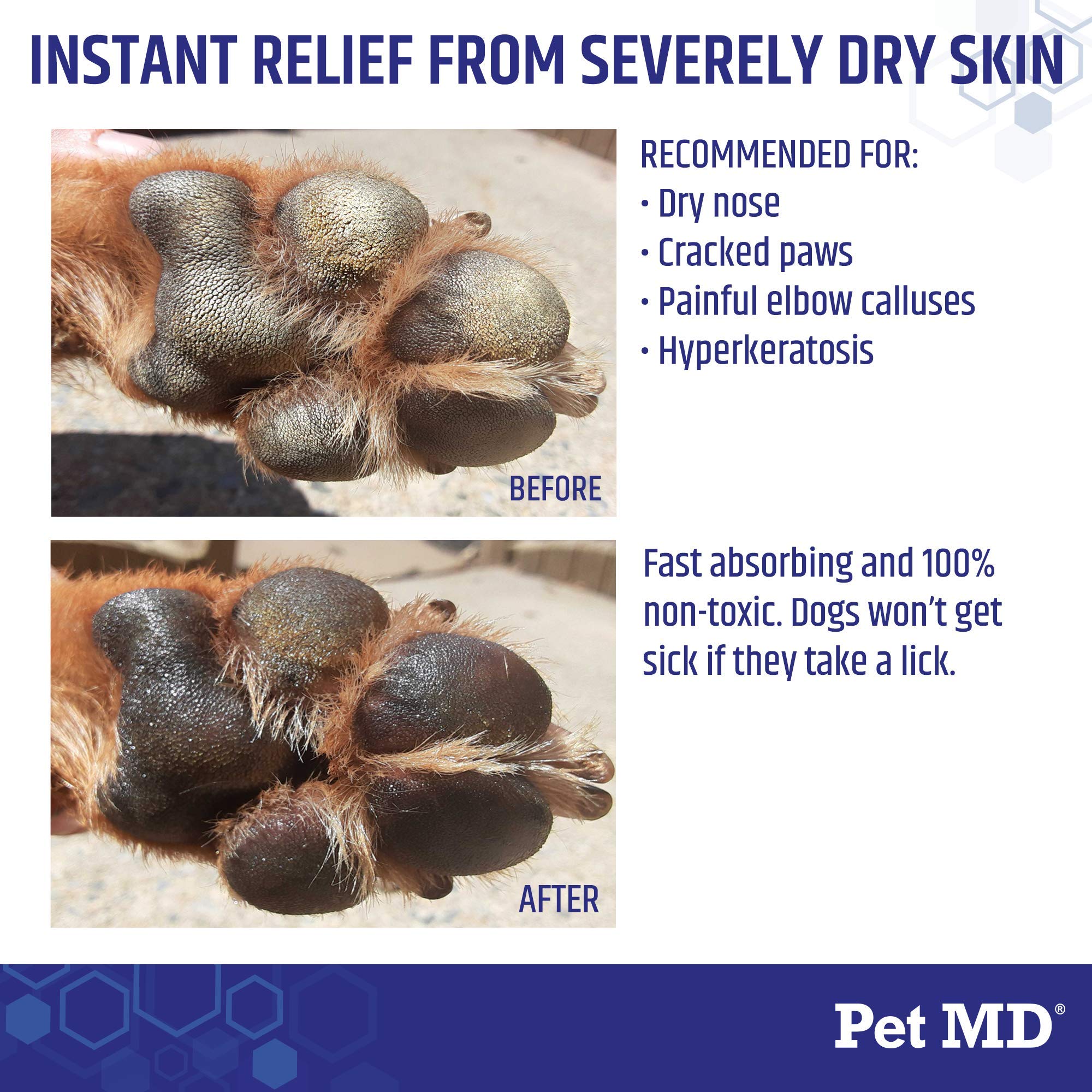 Close-up of Pet MD Dog Paw Balm texture for quick absorption