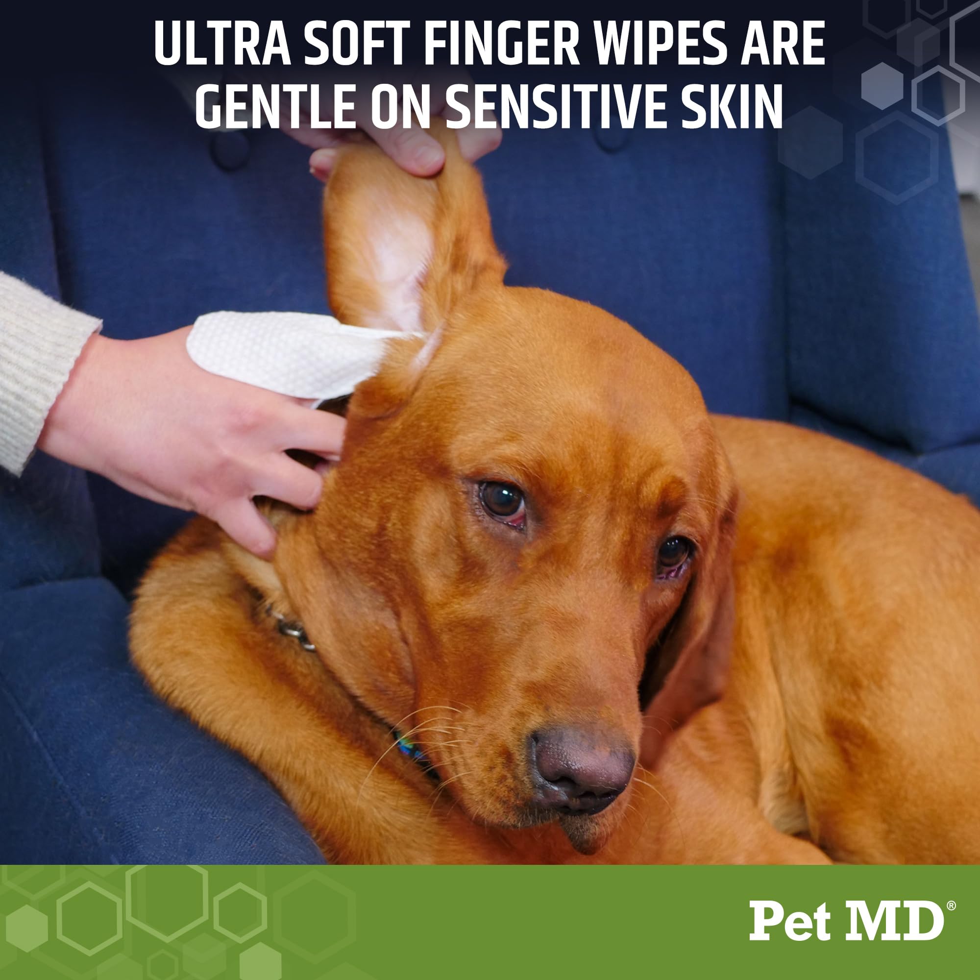 Pet MD larger dog ear wipes offer easier daily ear cleaning.