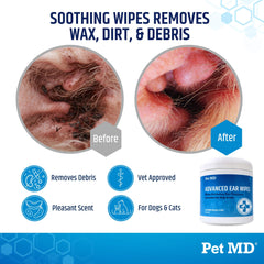 Pet MD Ear Wipes with cucumber melon scent freshen ears and reduce odor