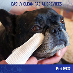 Pet MD fingertip eye cleaner designed for precise use around eyes.
