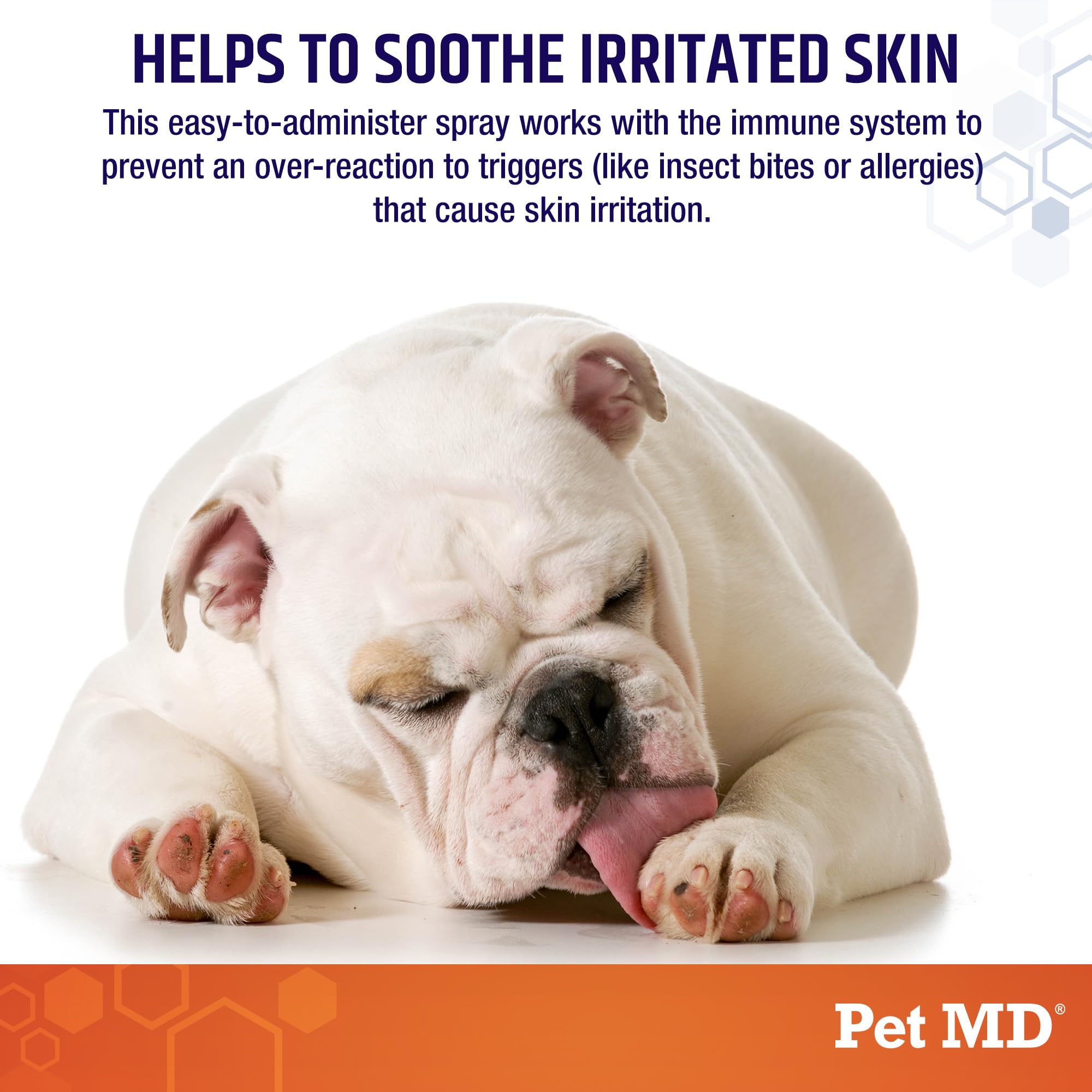 Pet MD Hydrocortisone Spray applied to a dog to ease itching.