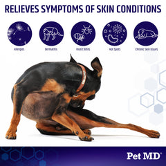Pet MD hydrocortisone spray-itch-relief targeting irritated spots on pets