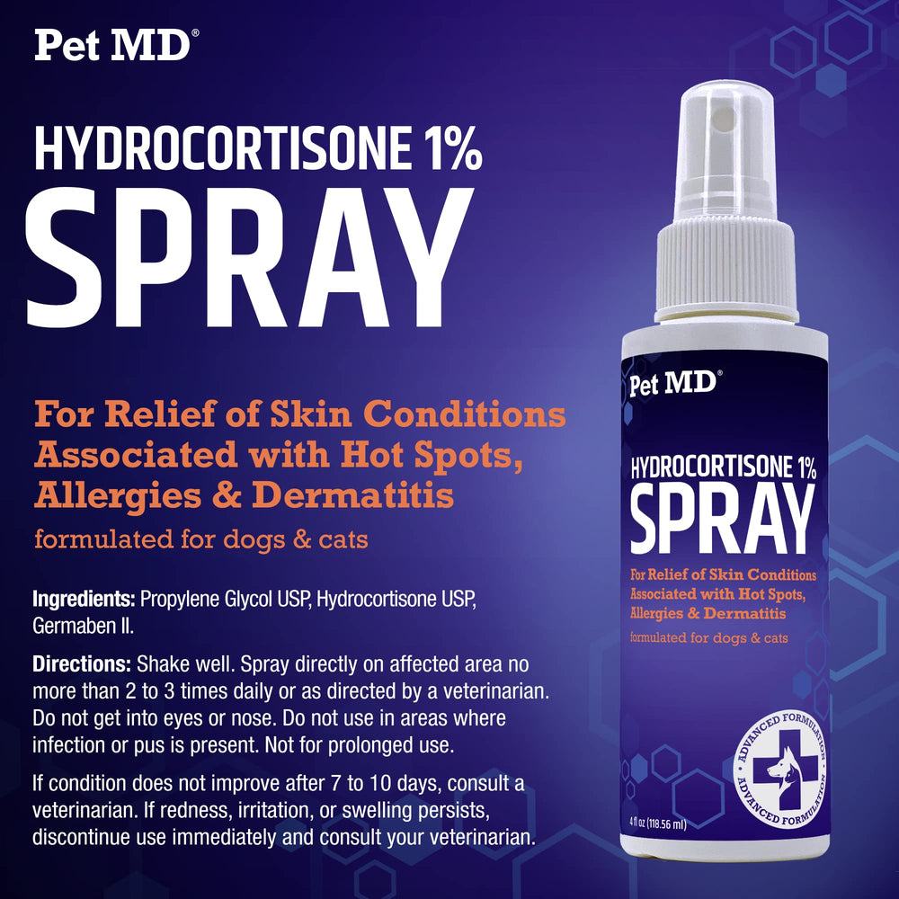 Pet MD spray with non-stinging formula ideal for sensitive skin areas