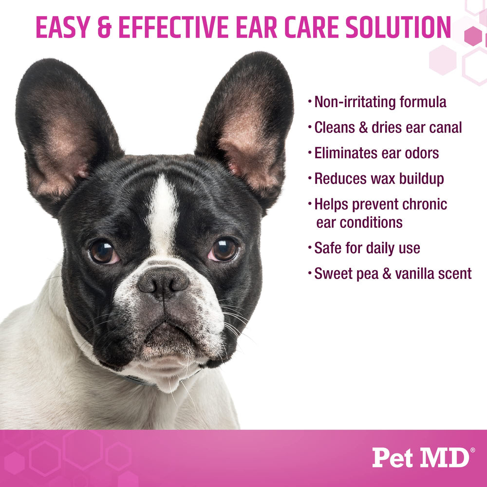 Pet MD Otic-Clean label closeup highlighting the deodorizing formula