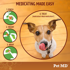 Pet MD paste for medication dispensing demonstrated for pill hiding.