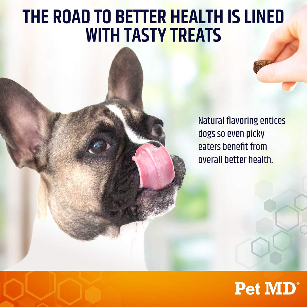 Pet MD Salmon Omega Bites immune support for dogs' well-being.