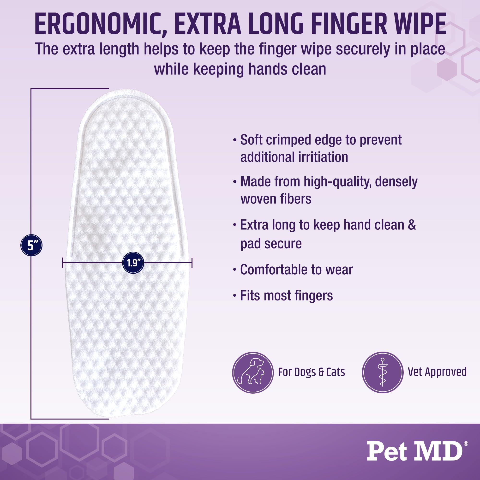 Pet MD Tris Ear Wipes daily-use finger format