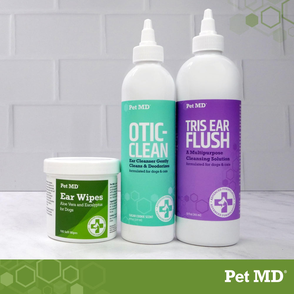 Pet MD Tris Flush USA-made label signals safety and quality.