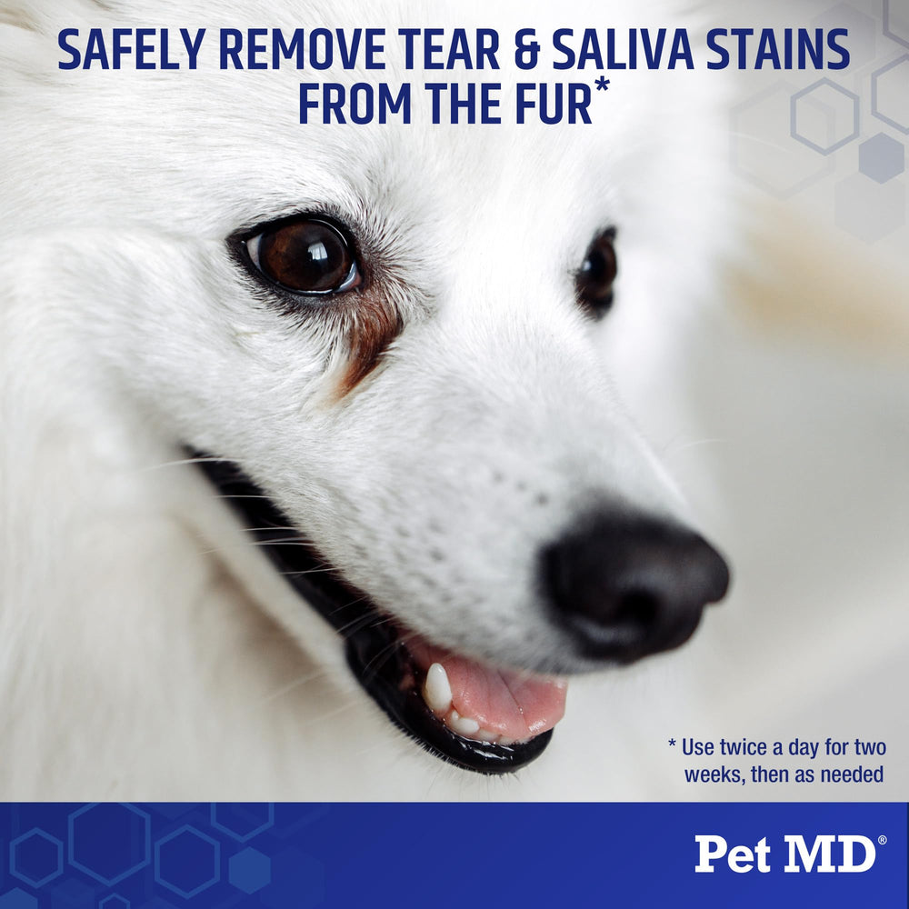 Pet MD wipes with Aloe Vera and Sodium Hyaluronate for hydration.
