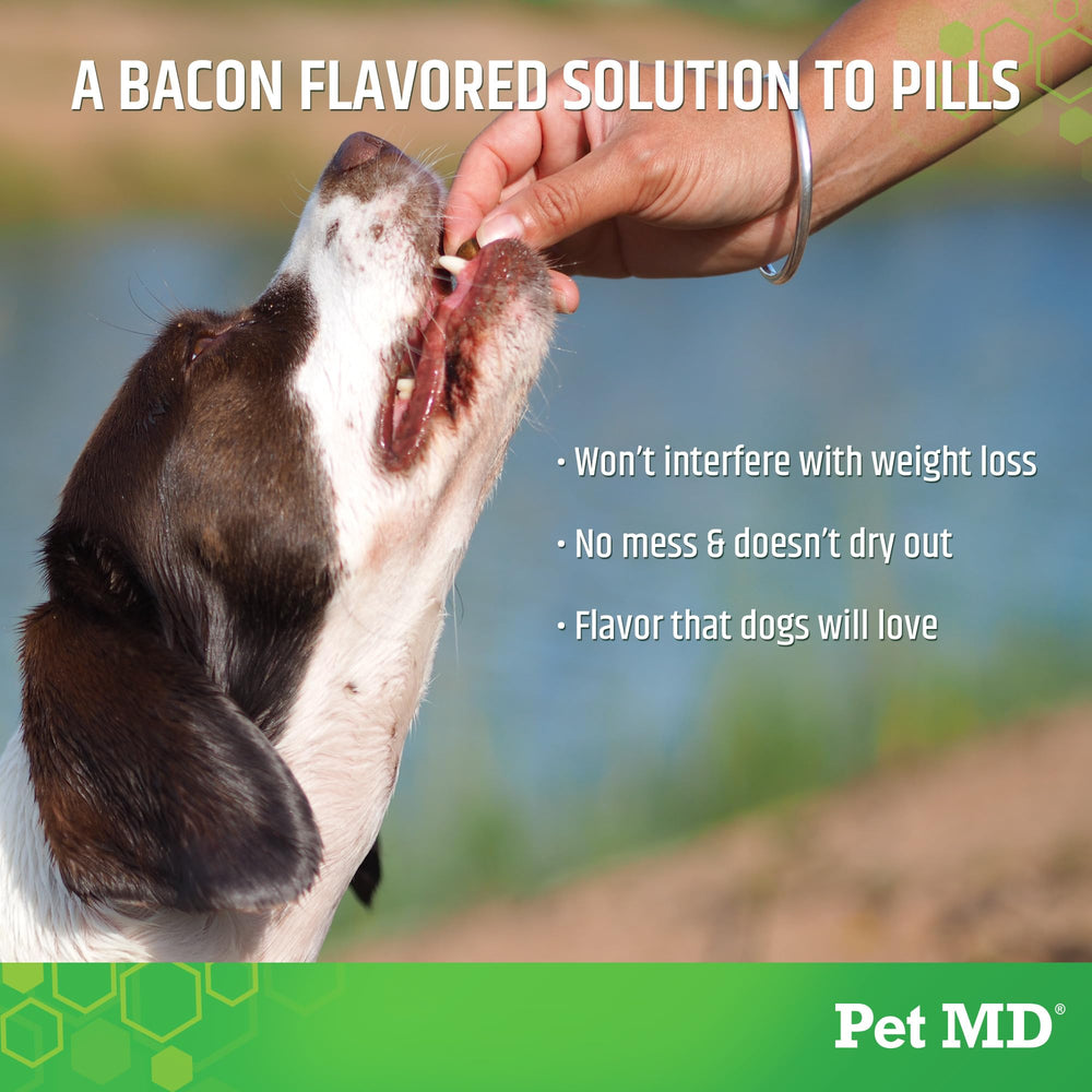 Pet MD Wrap A Pill bacon flavor paste is low calorie for pet health during meds