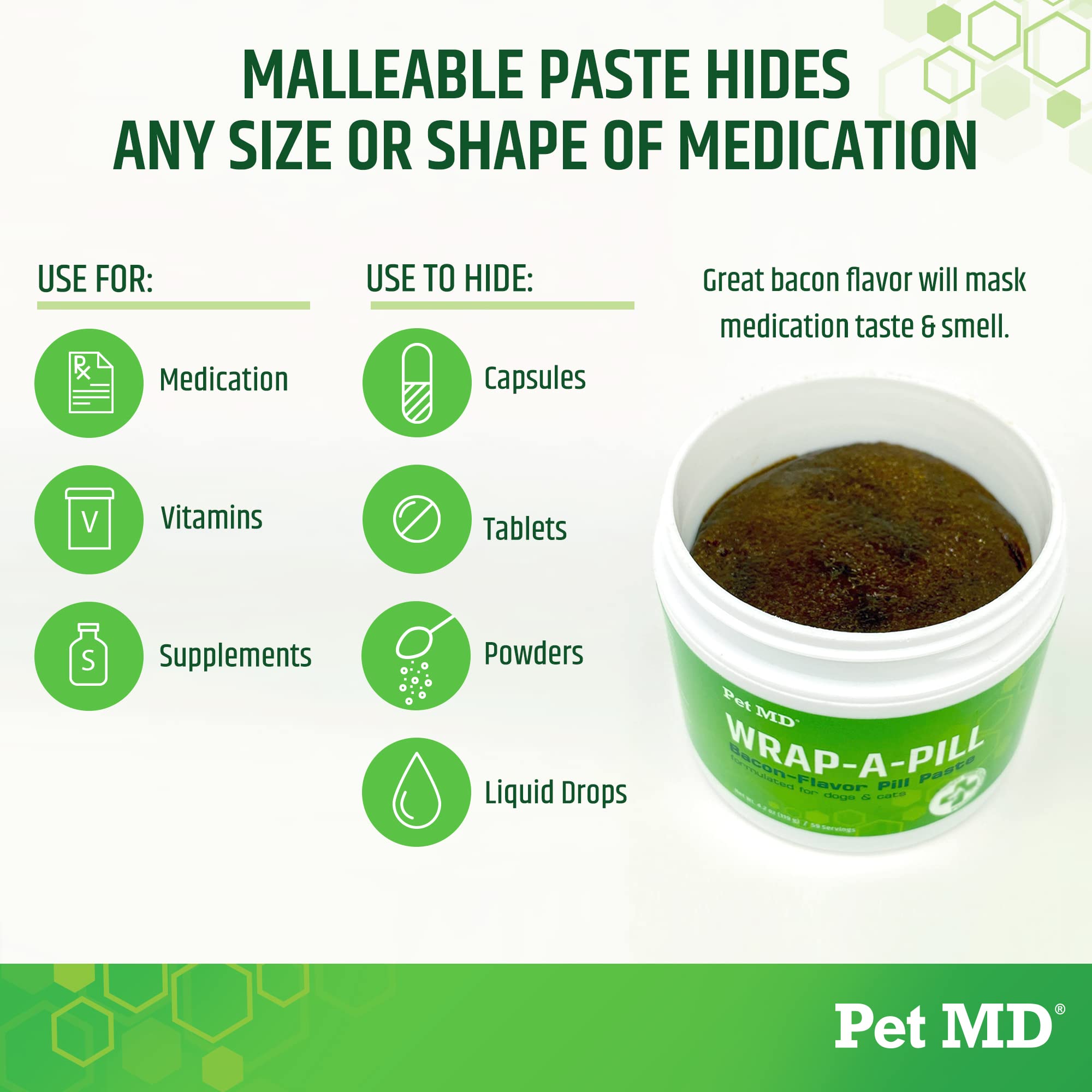 Pet MD Wrap A Pill bacon flavor paste being pinched to create a pill pocket