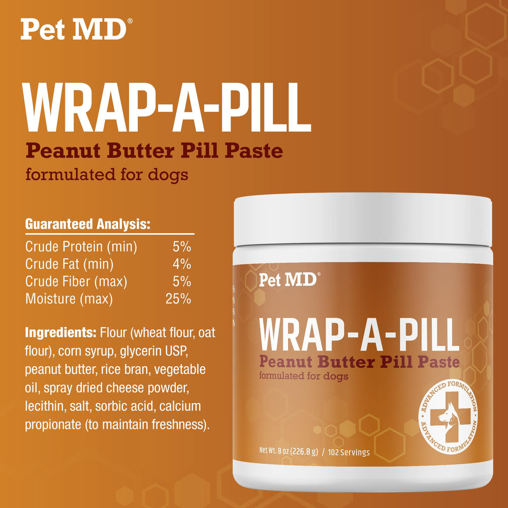 Pet MD Wrap A Pill pinched to create a pill pouch for medications.