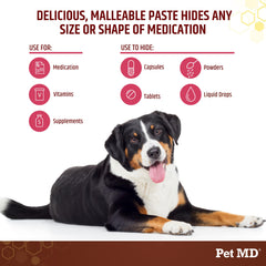 Pet MD Wrap-A-Pill wrap action demonstrates molding paste around a capsule.