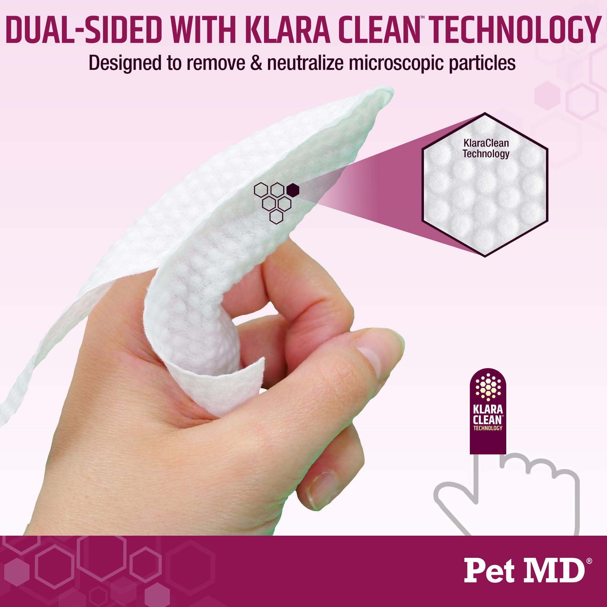 Pet MD Wrinkle Finger Wipes cat and dog use for sensitive skin folds.