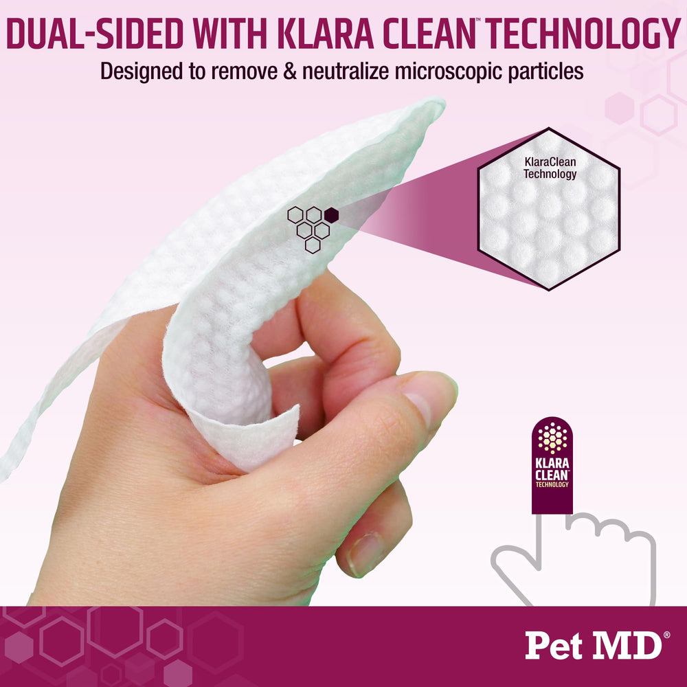 Pet MD Wrinkle Finger Wipes cat and dog use for sensitive skin folds.