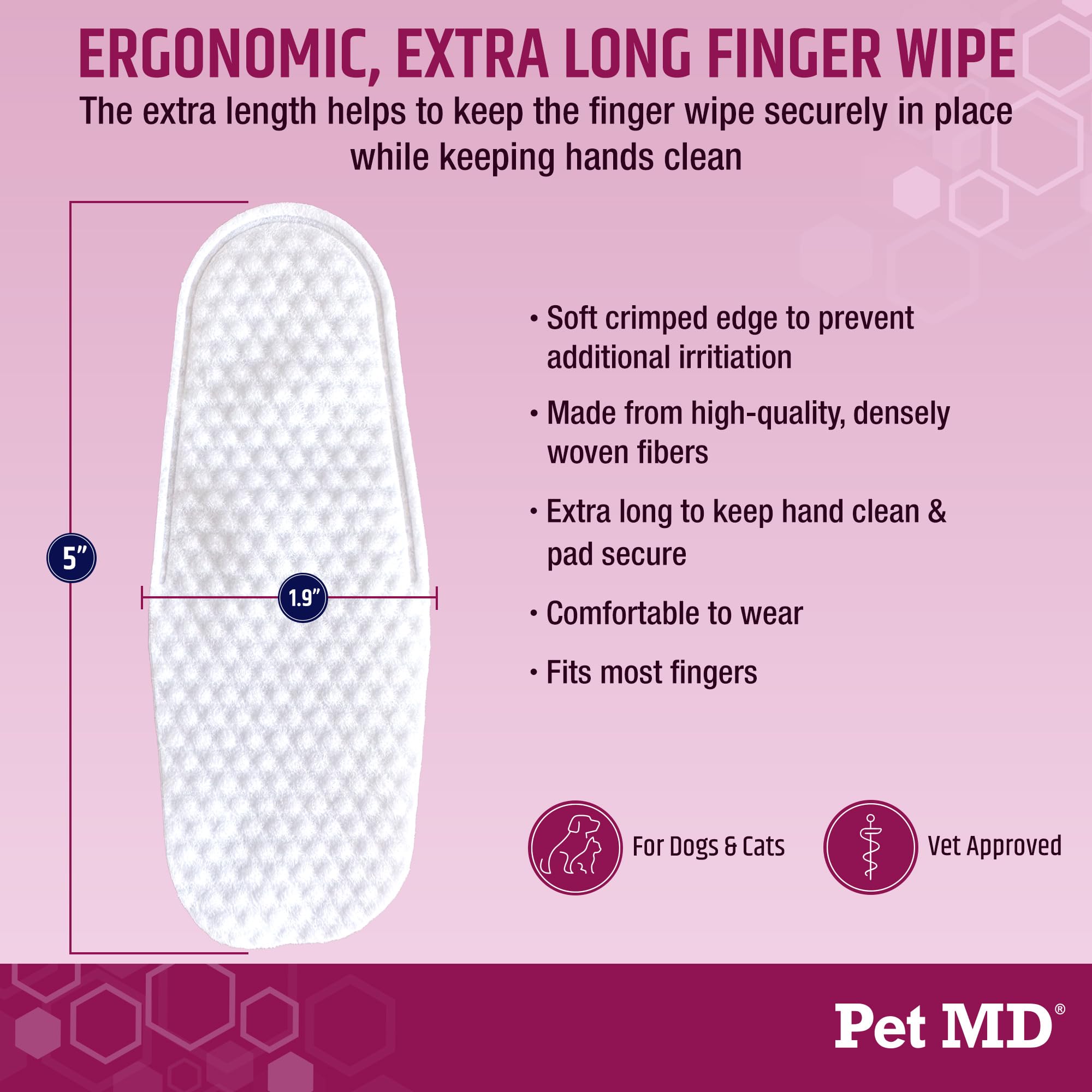 Pet MD Wrinkle Finger Wipes usa made quality for daily hygiene.