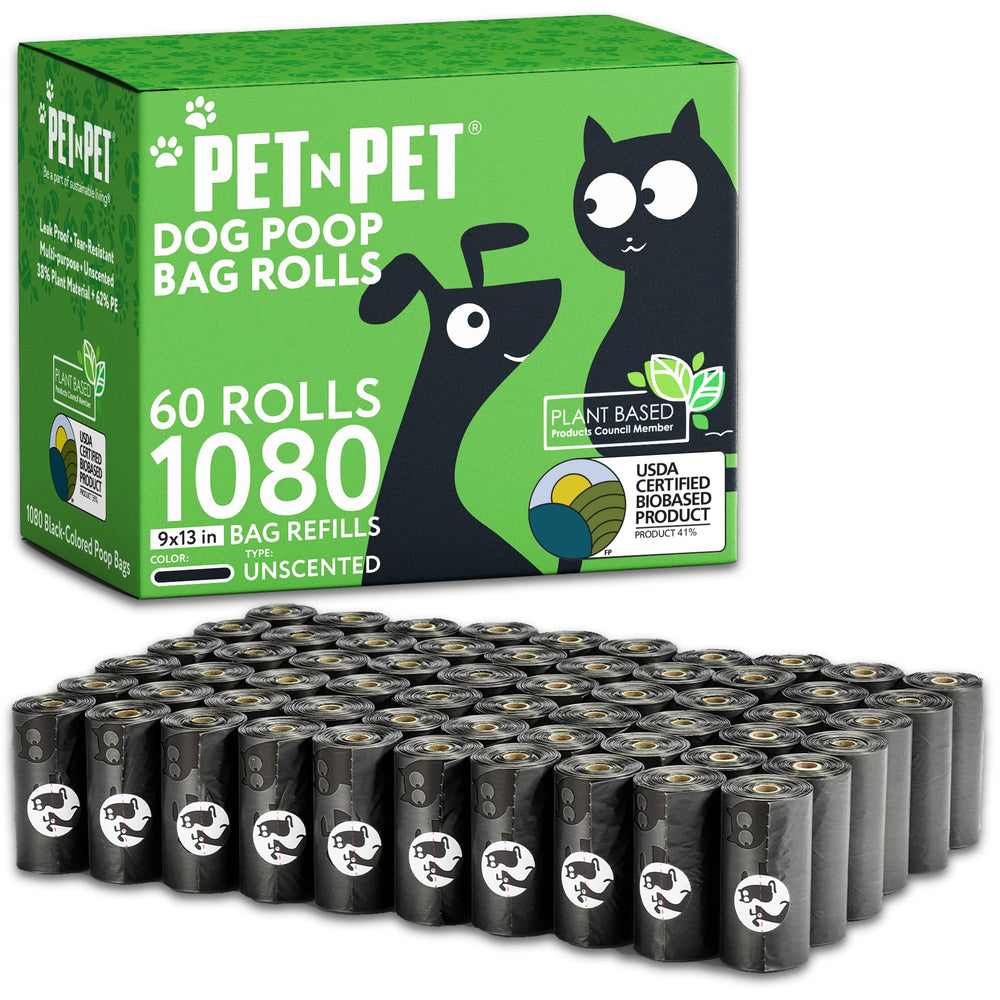 PET N PET 1080-count dog waste bag rolls for bulk savings on walks