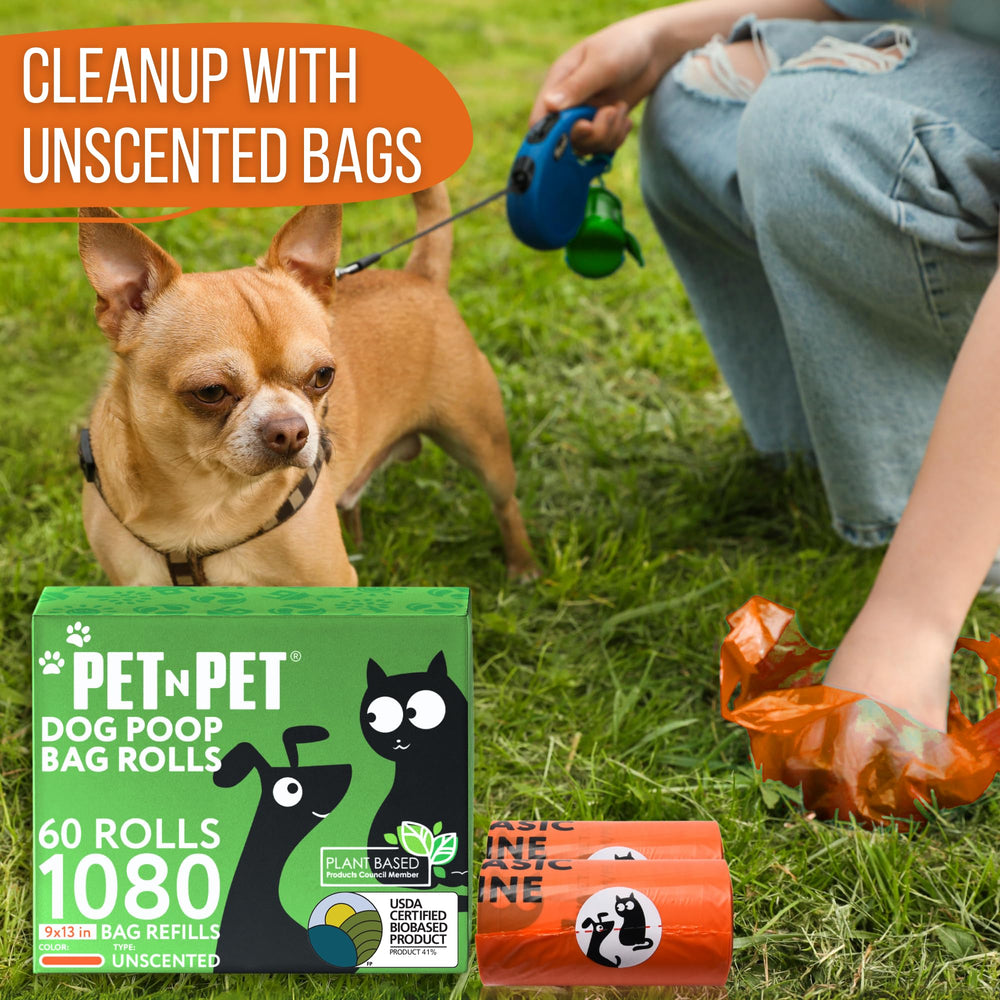 PET N PET dispenser-friendly poop bags ready for on-the-go use.