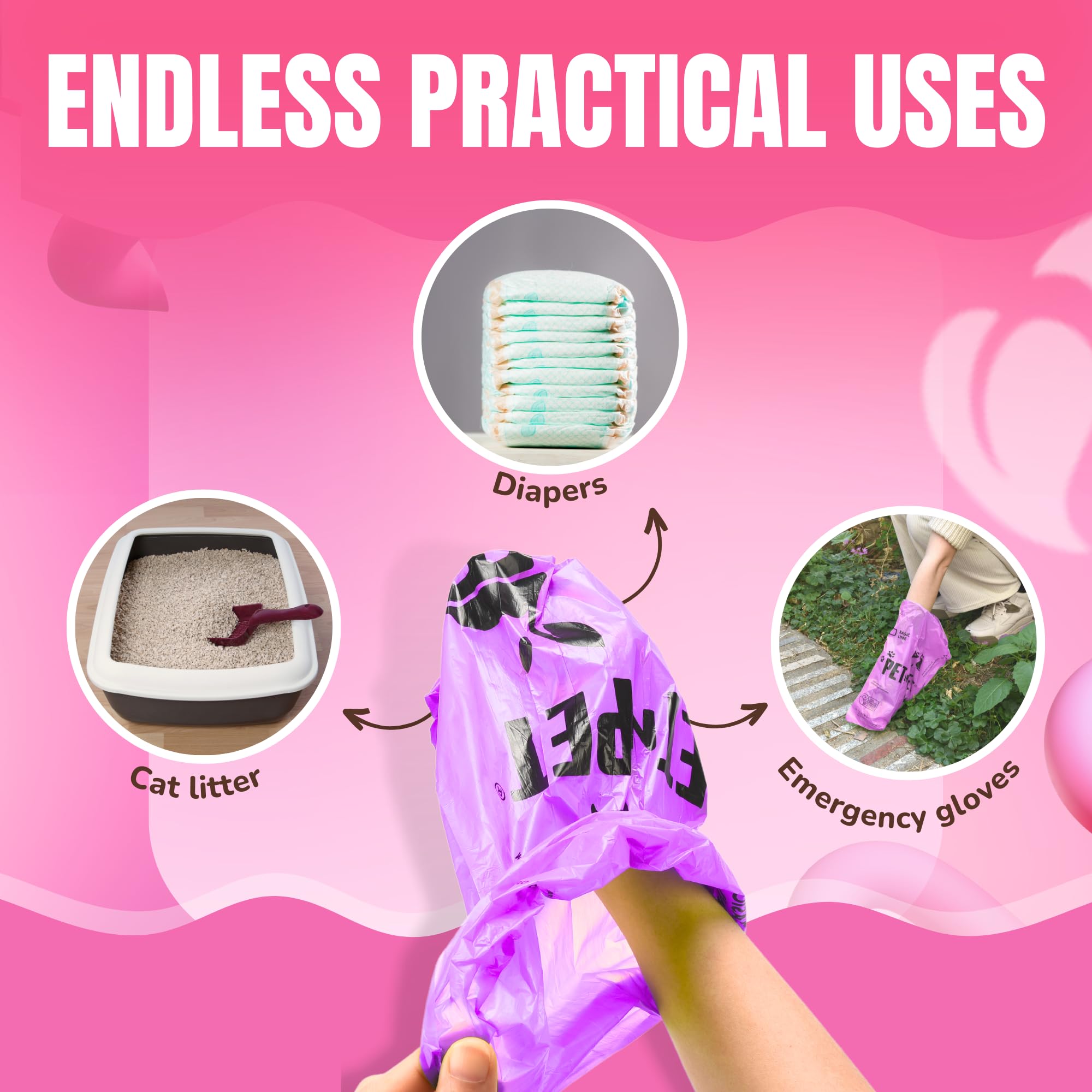 PET N PET bags fit most standard dispensers for quick cleanup