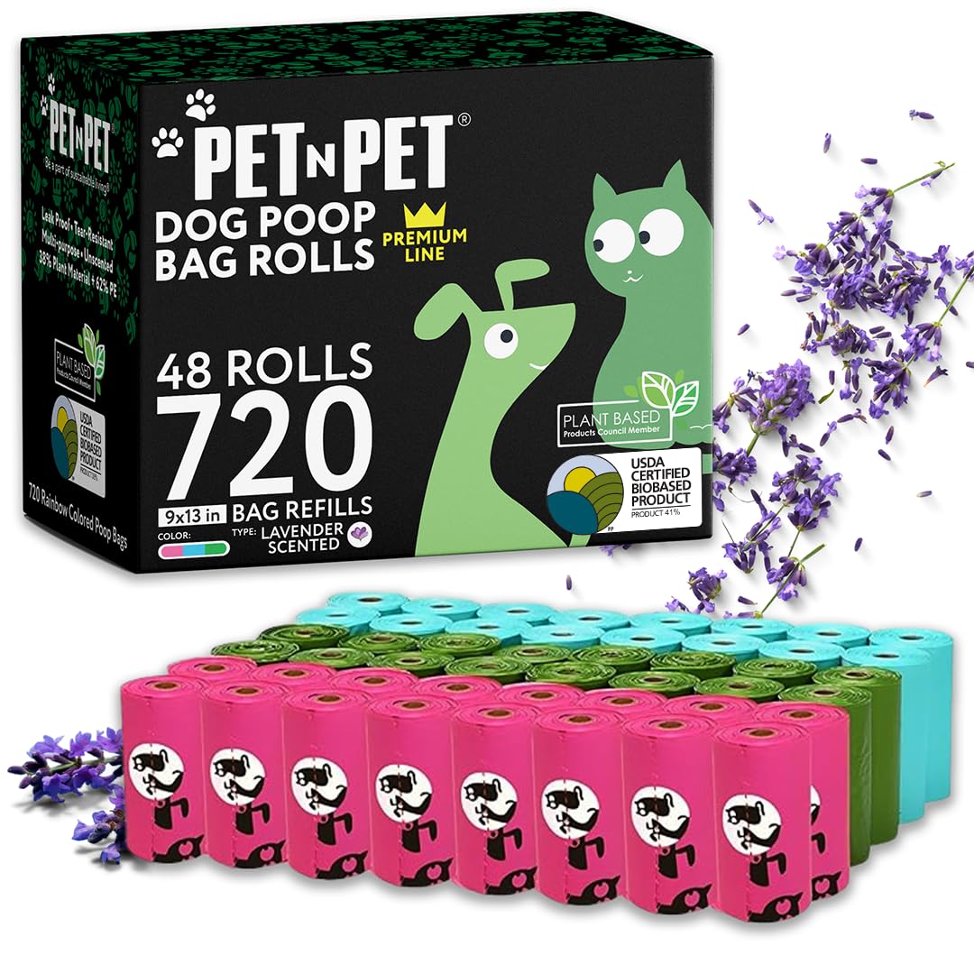 PET N PET lavender scented poop bags for odor control during walks