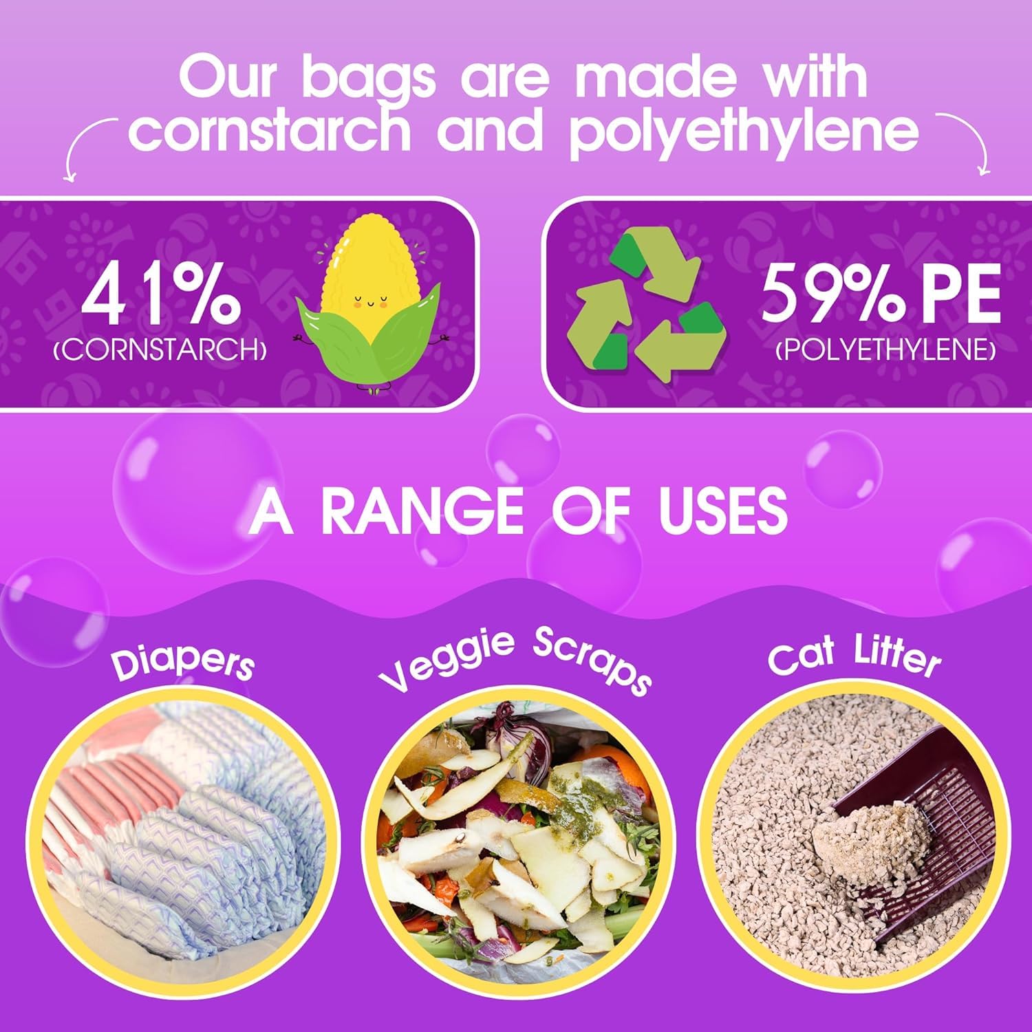PET N PET multi-purpose waste bags suitable for litter and scraps