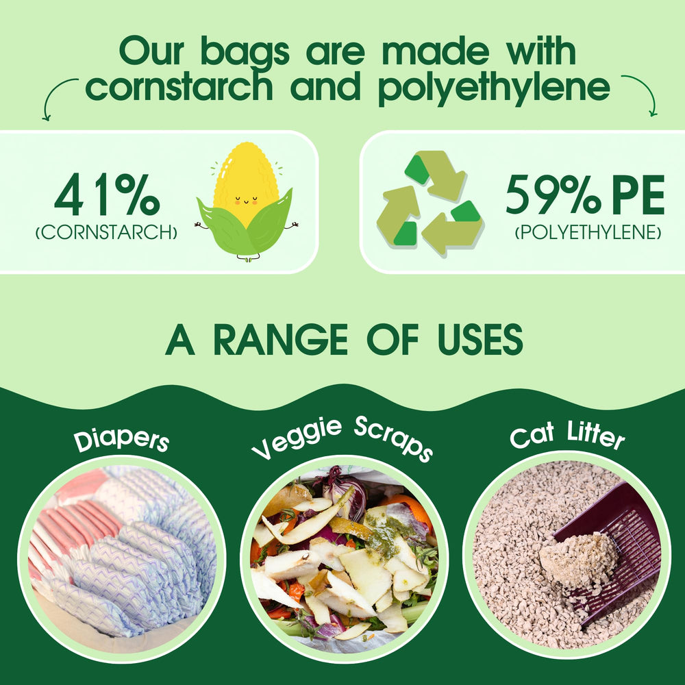 PET N PET multi-use waste bags handle litter, diapers, veggie scraps