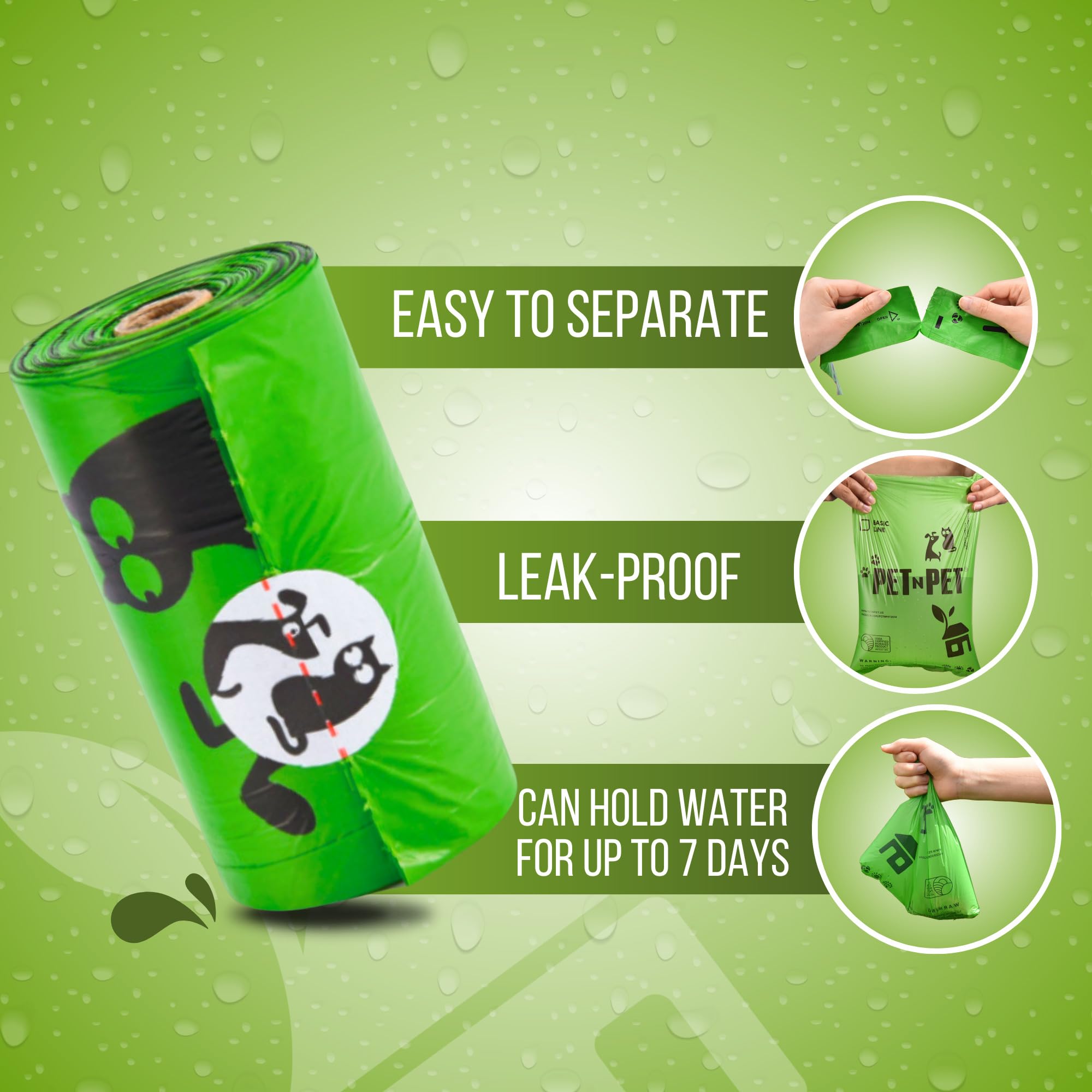 PET N PET 9x13 inch bags for versatile cleanup and dispenser fit.