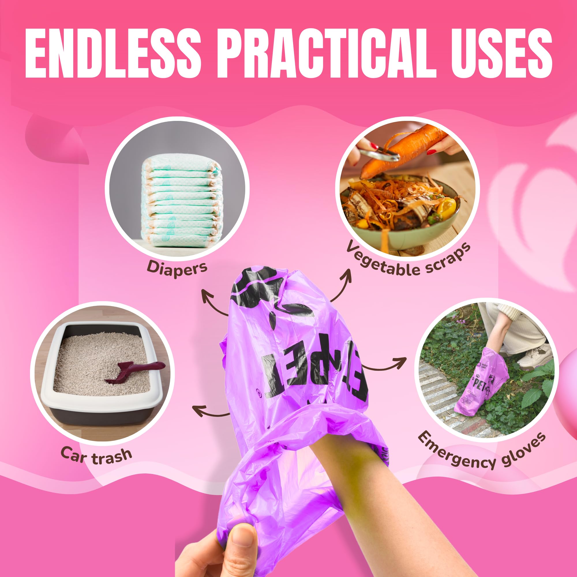 PET N PET perforated poop bag rolls for easy access