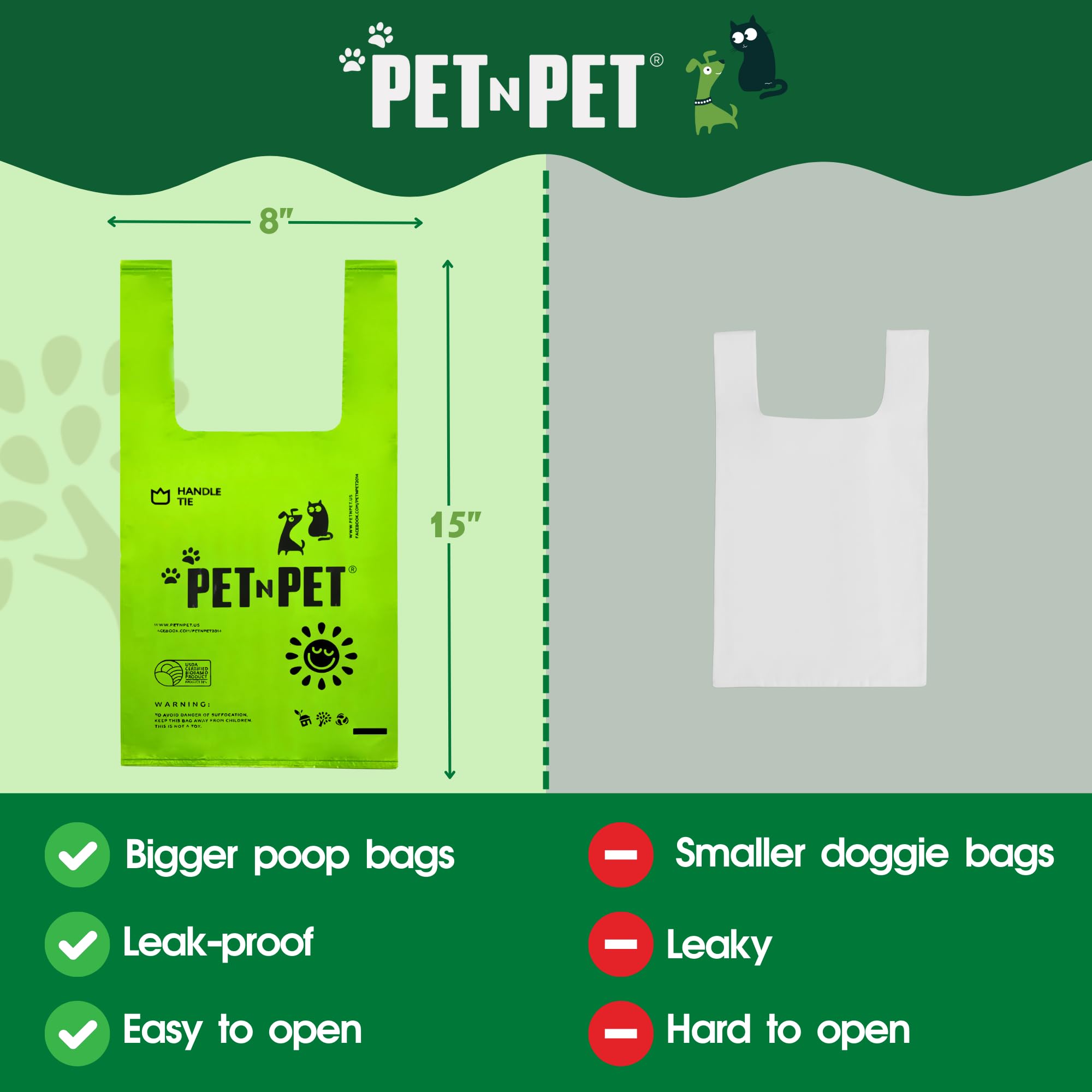 PET N PET bag with tie handles for quick, secure waste disposal