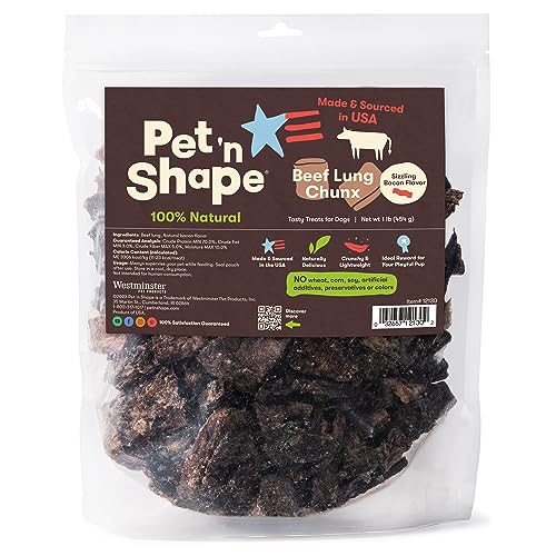 Pet 'n Shape Beef Lung Chunx USA-sourced ingredients, trusted dog treat.