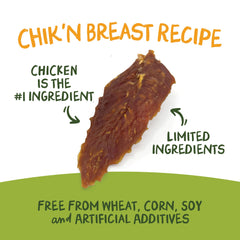 Chik 'n Breast jerky for adult dogs with protein-rich flavor.
