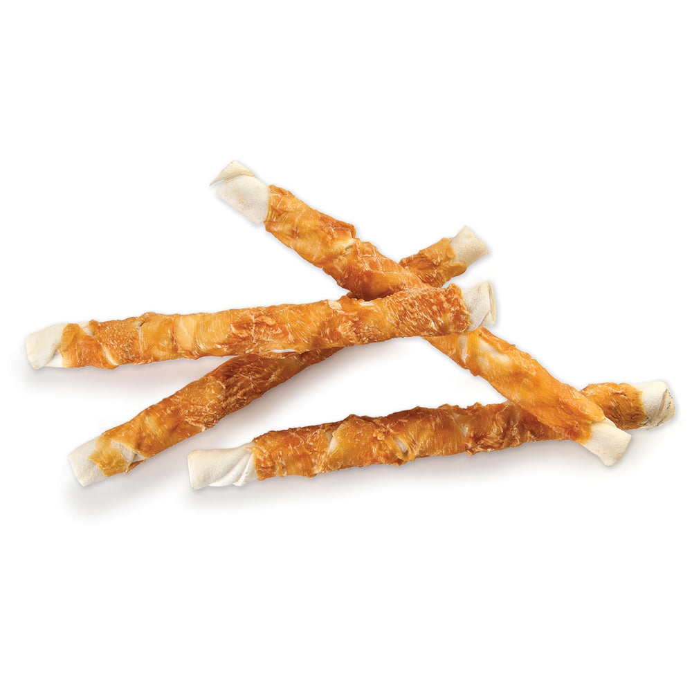 Pet 'n Shape Chik 'n Hide Twists ingredients list shows no corn or soy