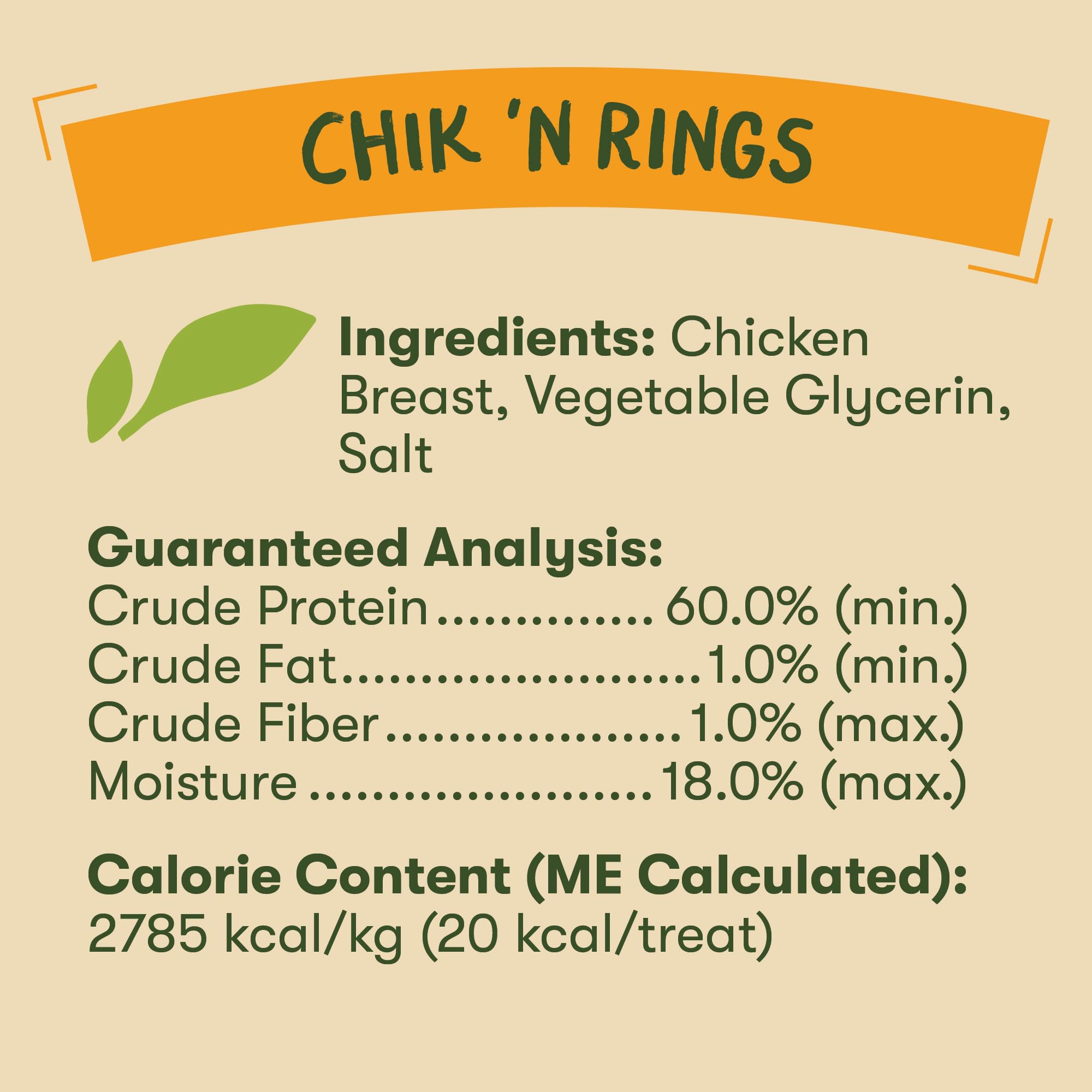 Pet 'n Shape Chik 'n Rings grain-free label and ingredients.